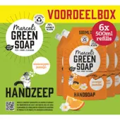 Marcel's Green Soap Handzeep Navulling Voordeelbox Sinaasappel & Jasmijn 6 x 500 ml