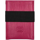 Double-D leren Creditcard houder etui - Pasjeshouder - Fuchsia