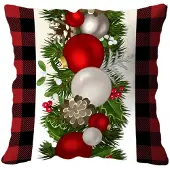 Fenix Kerstkussenhoes 40x40cm - Kerstballen op Witte Achtergrond