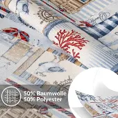 ANRO Tafelkleed Maritiem Rood Rond Ø100cm Met sierband Afwasbaar Waterafstotend Binnen & Buiten