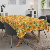ANRO Tafelkleed Zonnebloemen Meerkleurig 160x140cm Met sierband Afwasbaar Waterafstotend