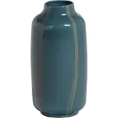 Woood Selena Vaas - Glas - Petrolblauw Met Streep Grijs - 35x18x18