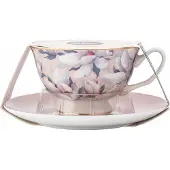 Altomdesign Magnolia Rose Porseleinen Kop in Schotel Set - 220 ml
