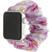 123Watches bandje Bloomsy - scrunchie - nylon - bloemen paars - 44 · 45 · 46 & 49 mm · M/L - Geschikt voor Apple Watch series 1/2/3/4/5/6/7/8/9/10/11/12/SE/SE2/SE3/Ultra/Ultra 2/Ultra 3/Ultra 4