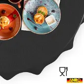 ANRO Tafelkleed Effen linnenlook Antraciet Rond Ø120cm Rechte rand Afwasbaar Waterafstotend