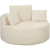HOMCOM Armchair-Polyester-130 x 130 x 82 cm-Creme