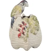 Ptmd Rialey Cream Ceramic Round Vase With Parrot S