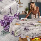 ANRO Tafelkleed Provence Grijs Ovaal 280x140cm Met sierband Afwasbaar Waterafstotend Binnen & Buiten