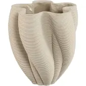 Ptmd Hastin Beige Cement Wavy Ribbed Vase 3D Look S