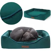 DOTTY Honden- en kattenslaapbank, groen velours, maat XS