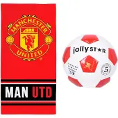 Manchester united strandset; strandlaken en voetbal
