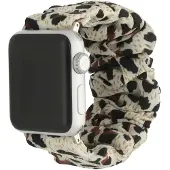 123Watches bandje Savara - scrunchie - nylon - panter sterrenlicht - 44 · 45 · 46 & 49 mm · M/L - Geschikt voor Apple Watch series 1/2/3/4/5/6/7/8/9/10/11/12/SE/SE2/SE3/Ultra/Ultra 2/Ultra 3/Ultra 4