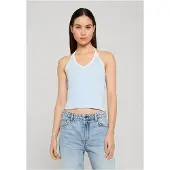 Urban Classics - Contrast Piping Neckholder Mouwloze top - S - Blauw