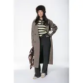 Colourful Rebel Zania Check Double Breasted Wool Long Coat- M