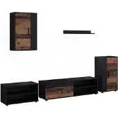 Vicco Woonwand Berno, Zwart/Oldstyle, Set van 5 stuks