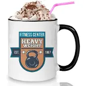 FUNNYCASE Zwarte Keramische Mok - Perfect cadeau voor fitnessliefhebbers