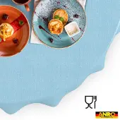 ANRO Tafelkleed Effen linnenlook Blauw Rond Ø140cm Rechte rand Afwasbaar Waterafstotend