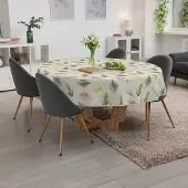 ANRO Tafelkleed Bladeren Meerkleurig Rond Ø120cm Met sierband Afwasbaar Waterafstotend