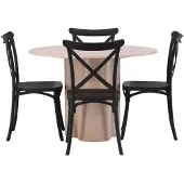 Ebuy24 Olivia eethoek eettafel whitewash 4 stoelen kunststof zwart.