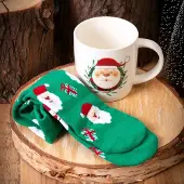 Altomdesign Kerstmok met Sokken - Mikołaj Porselein 380ml Cadeauset