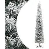vidaXL Kunstkerstboom smal met standaard en sneeuw 300 cm PVC