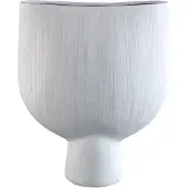 Ptmd Tywin White Ceramic Oval Pot On Foot Fine Lines L