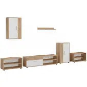 Vicco Woonwand Berno, Goudkleurig Eiken/Wit, Set van 6 stuks