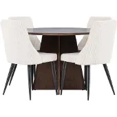 Ebuy24 Bootcut eethoek eettafel mokka 4 stoelen fluweel beige.