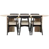 Ebuy24 Tyresö eethoek eettafel whitewash 6 stoelen zwart.