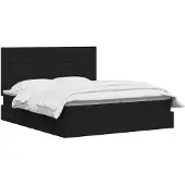 vidaXL LED-bed met opbergruimte en matras, zwart, 180 x 200 cm, met stoffen bekleding