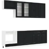 vidaXL Keukenelement PORTO, 8 stuks, zwart, houtvezel
