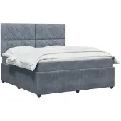 vidaXL Boxspringbed met matras Donkergrijs 140 x 190 cm Fluweel