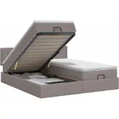vidaXL Ottoman bed met matras 2 st Taupe 160 x 200 cm Stof