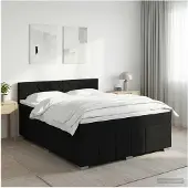 vidaXL Boxspringbed met matras met hoofdeinde Zwart 140 x 200 cm Stof