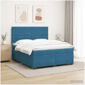 vidaXL Boxspringbed met matras en hoofdbord, blauw, 140 x 190 cm, fluweel