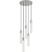 QAZQA Design hanglamp chroom met geribbeld glas 5-lichts - Walcott
