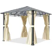TOOLPORT Tuinpaviljoen 3x3m, Hardtop, 4 zijwanden, crème