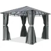 TOOLPORT Tuinpaviljoen 3x3m, Hardtop, 4 zijwanden, mid grey