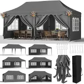 Sonstiges Paviljoen, 3x6 meter, grijs, waterdicht, met 6 zijwanden, UV-bescherming 50+