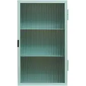 En.casa Hangschuif 'Zundert': Wandkast 60 x 35 x 15 cm met geribbelde glazen deur, kleur: staalgroen