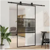vidaXL Glazen deur, 102,5 x 2 x 205 cm, aluminium, zwart