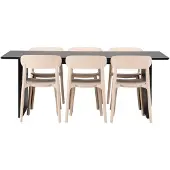 Ebuy24 Vail eethoek eettafel zwart 6 stoelen kunststof beige.