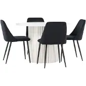 Ebuy24 Härön eethoek eettafel wit 4 stoelen velours zwart.