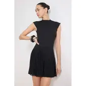 Trendyol TRENDYOLMİLLA Dames Zwart Effen Kort / Mini Mouwloos Zakelijk Skater Jurken