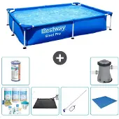 Bestway Steel Pro, rechthoekig zwembad - 221x150x43 cm - 7-delig - S22061