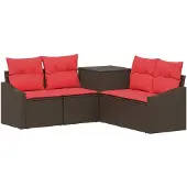 vidaXL Bankstel 5 st Bruin en Rood 178,5 x 178,5 x 85 cm