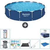 Bestway Steel Pro, ronde opblaasbare zwembad - 396x84 cm - 8-delig, model S21608