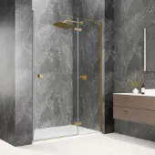 Polysan Globe nisdeur met vast paneel 110cm helder glas rechts goud mat