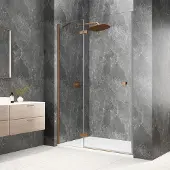 Polysan Globe nisdeur met vast paneel 120cm helder glas links koper mat