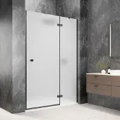 Polysan Globe nisdeur met vast paneel 80cm mat glas rechts zwart mat